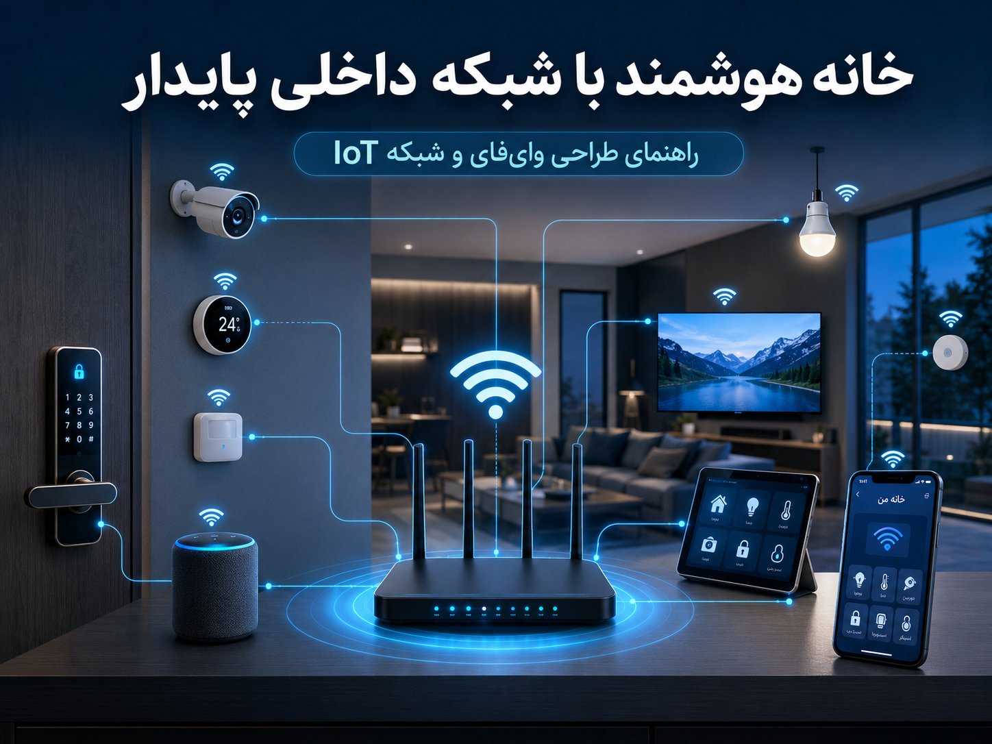 خانه هوشمند با شبکه داخلی پایدار؛ راهنمای طراحی وای‌فای و شبکه IoT
