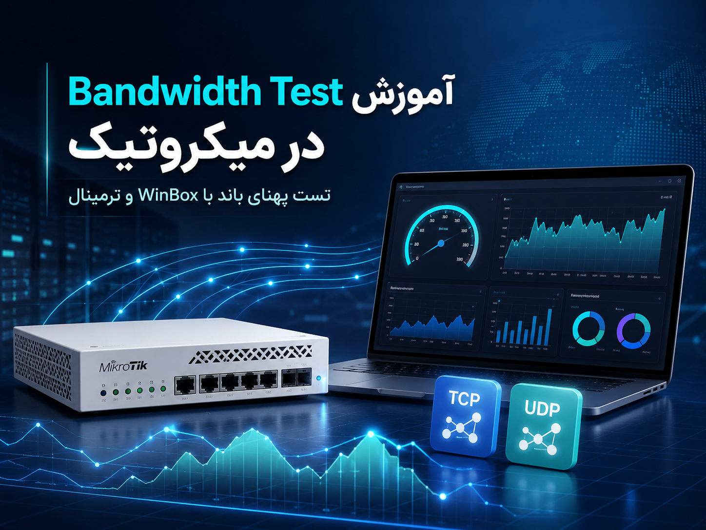 آموزش Bandwidth Test در میکروتیک؛ تست پهنای باند با WinBox و ترمینال