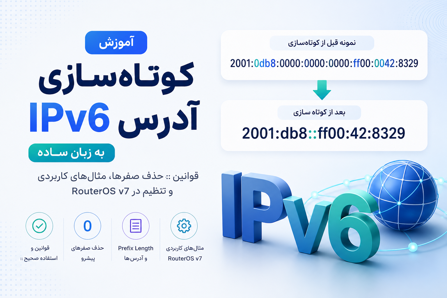 آموزش کوتاه‌سازی آدرس IPv6 به زبان ساده